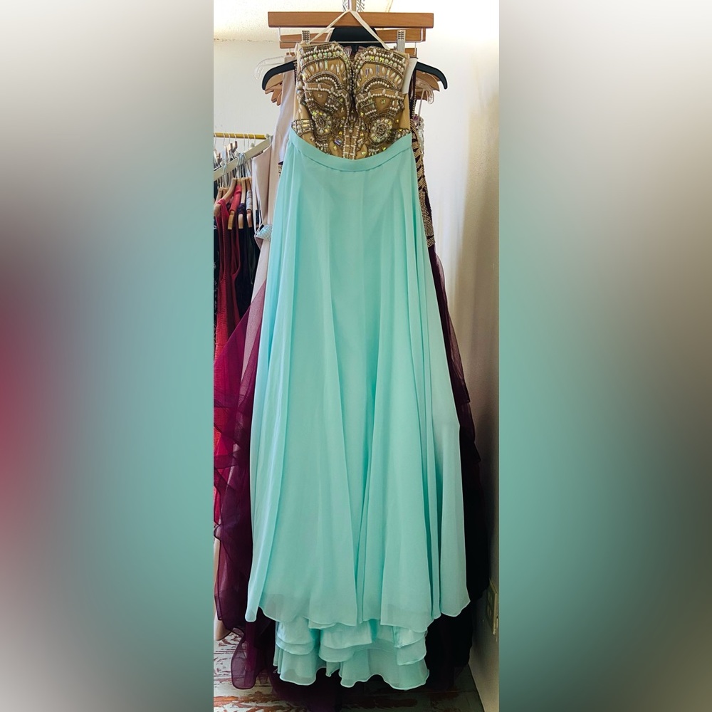 Alyce Paris Champagne Satin Dress